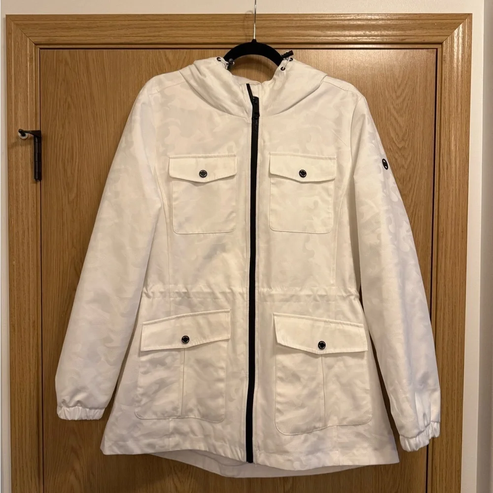 Michael Kors White Camo Hooded Parka Jacket L